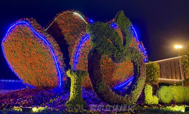 夜景下的立體花壇《幸福花開(kāi)》