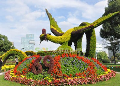 杭州余杭區國慶主題綠雕